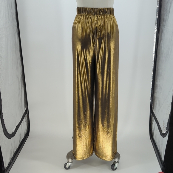 19873 American Apparel Metallic Wide Leg Pant Gold size Small retro 90s casual - Picture 4 of 7